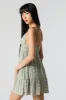 Minirobe fleurie verte à encolure en V avec attache sold by Urban Planet