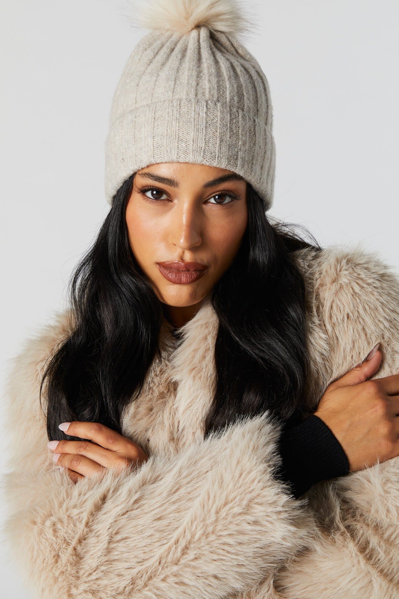 Ribbed Knit Beanie with Pom Pom sold by Urban Planet product image thumbnail 4