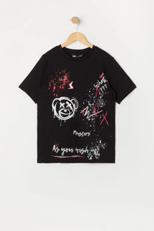 T-shirt à imprimé Bear avec éclaboussures de peinture pour garçon sold by Urban Planet