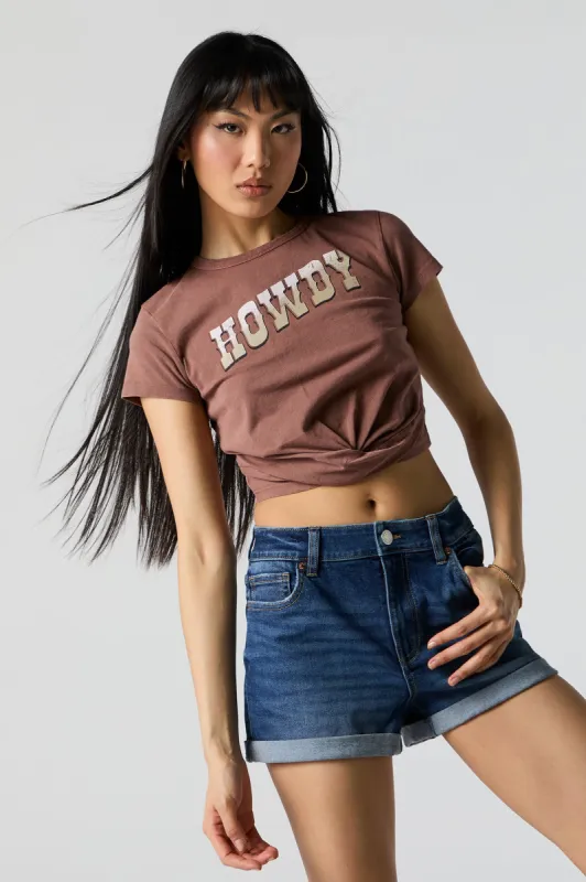 Howdy Graphic Knotted T-Shirt sold by Urban Planet