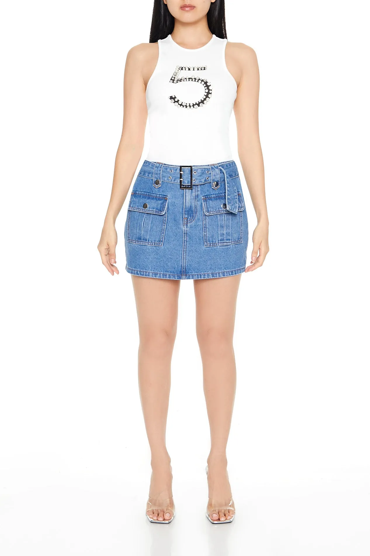 Débardeur à imprimé 5 avec pierres du Rhin et similiperles sold by Urban Planet product image thumbnail 3