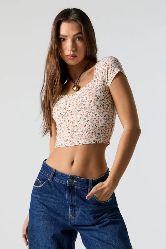 Floral Sweetheart Crop Top sold by Urban Planet