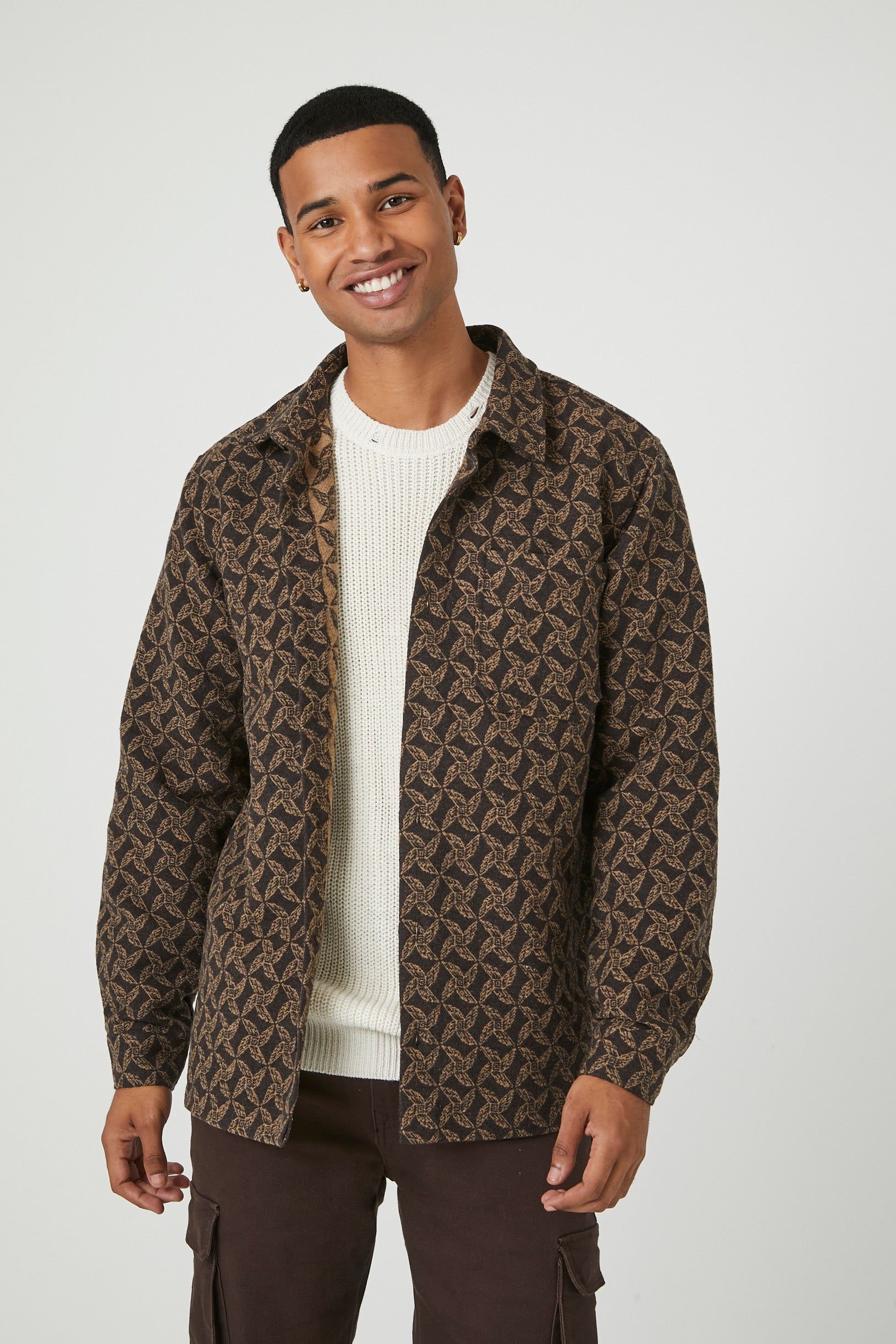 Textured Jacquard Geo Print Shirt sold by Urban Planet