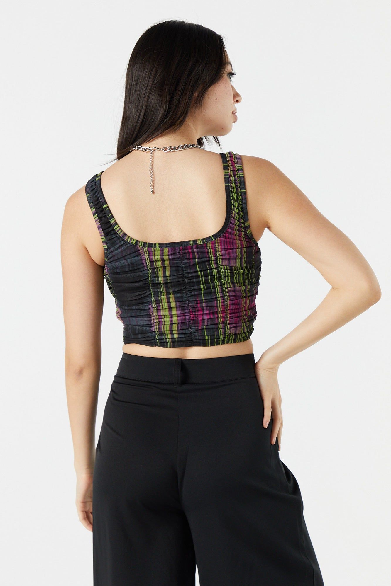 Black Print Square Neck Hook and Eye Ruched Top sold by Urban Planet product image thumbnail 2