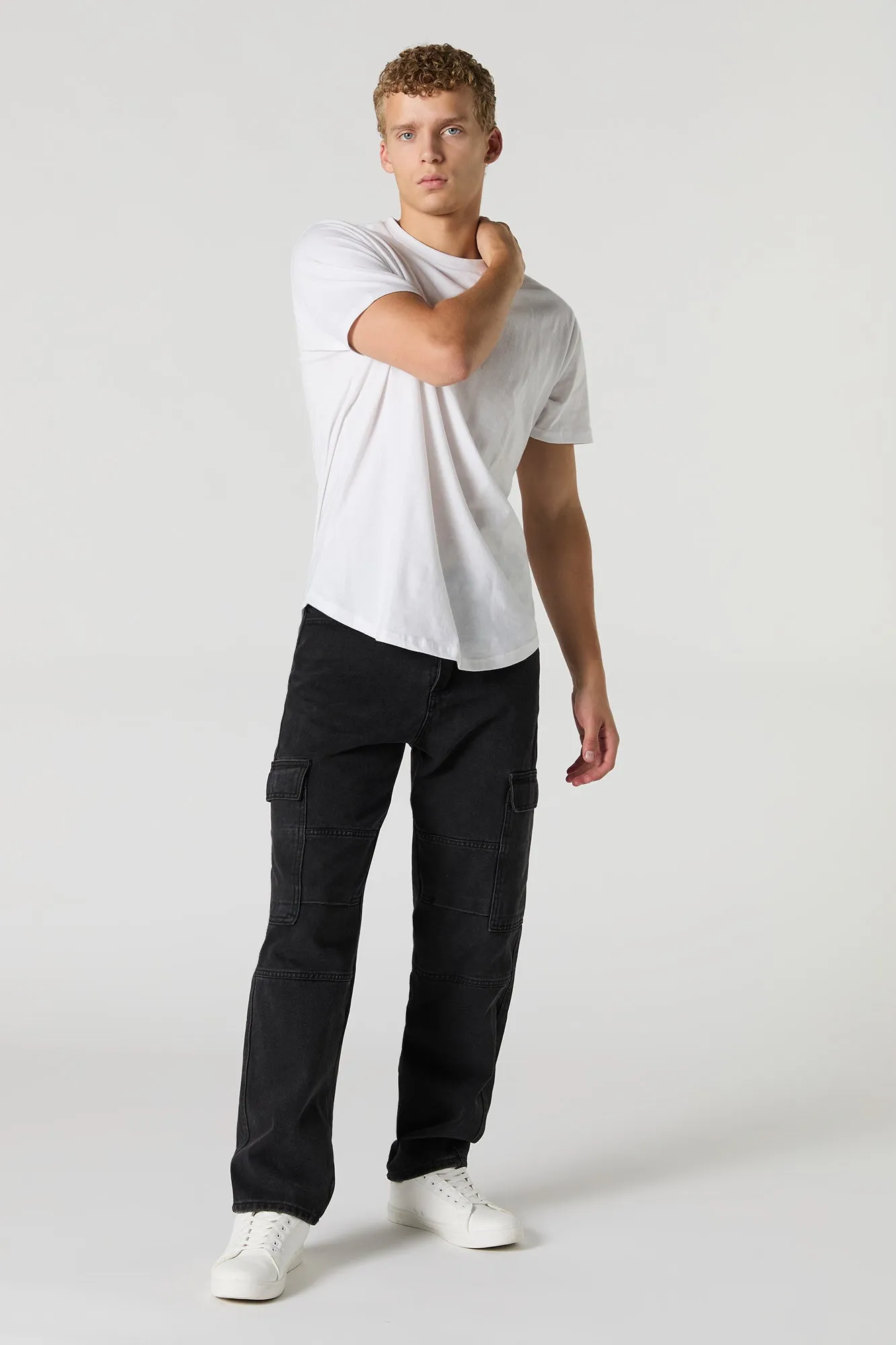 Solid Crewneck Curved Hem T-Shirt sold by Urban Planet product image thumbnail 3