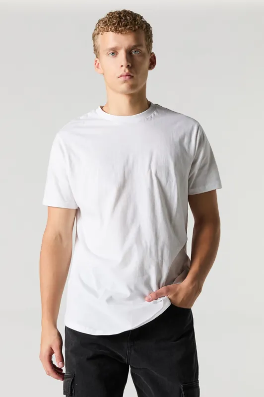 Solid Crewneck Curved Hem T-Shirt sold by Urban Planet