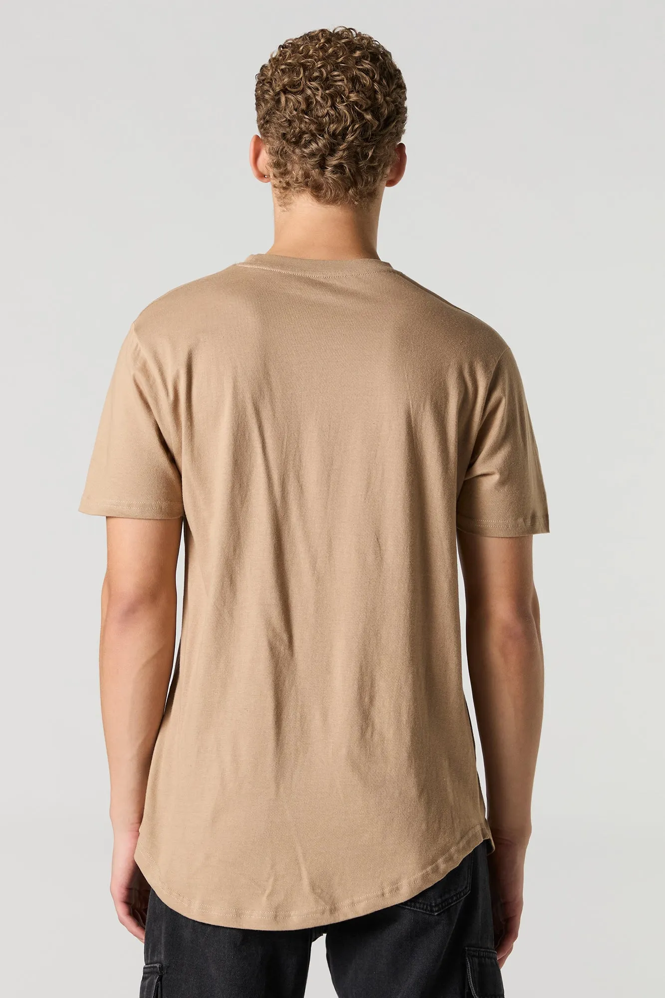 Solid Crewneck Curved Hem T-Shirt sold by Urban Planet product image thumbnail 5