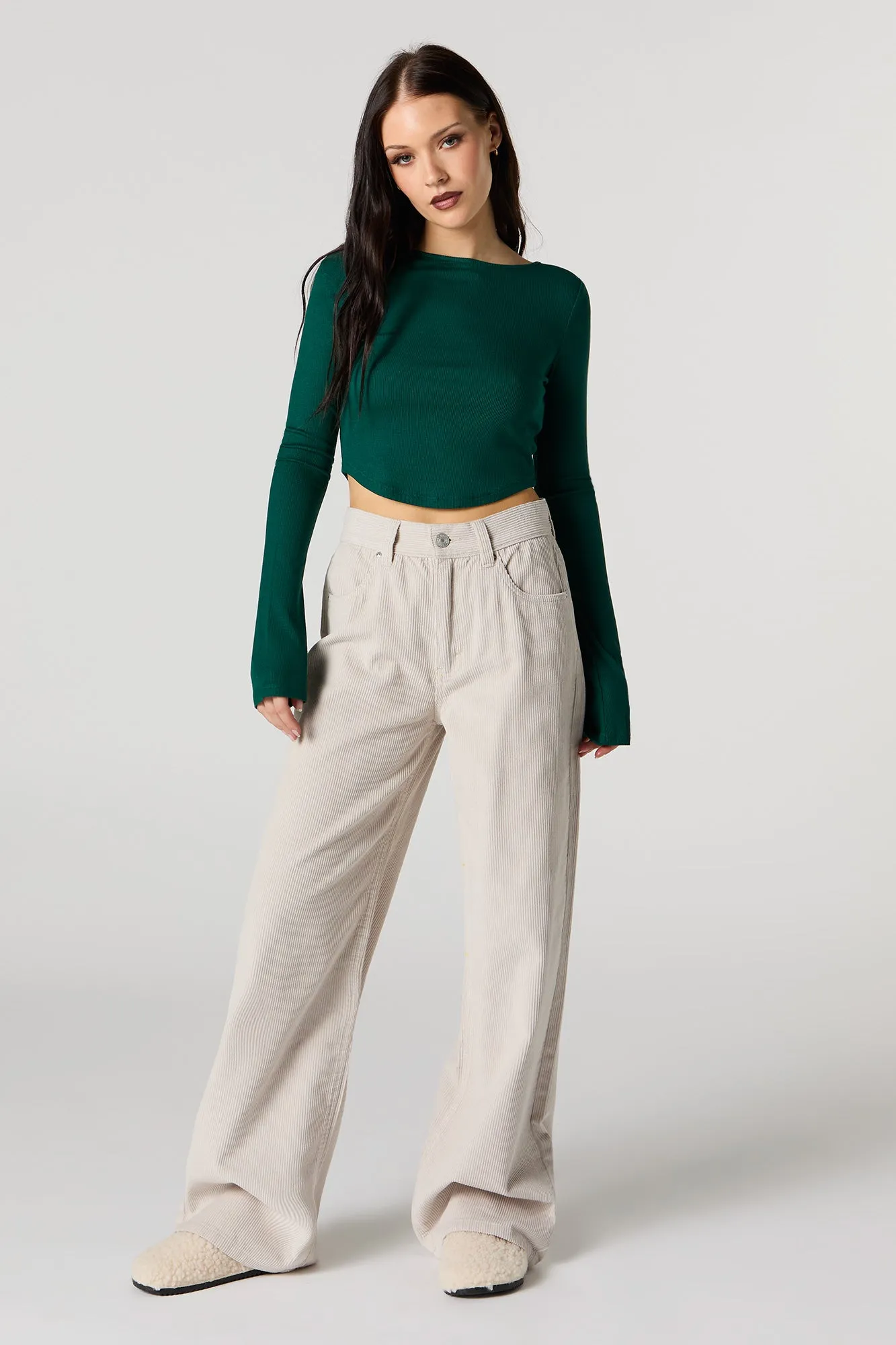 Ribbed Boat Neck Long Sleeve Top sold by Urban Planet product image thumbnail 3