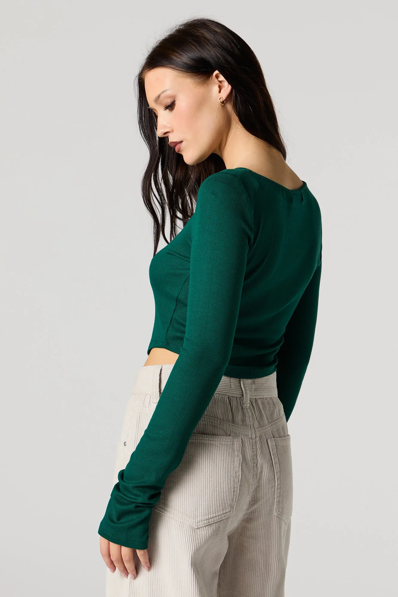 Ribbed Boat Neck Long Sleeve Top sold by Urban Planet product image thumbnail 2