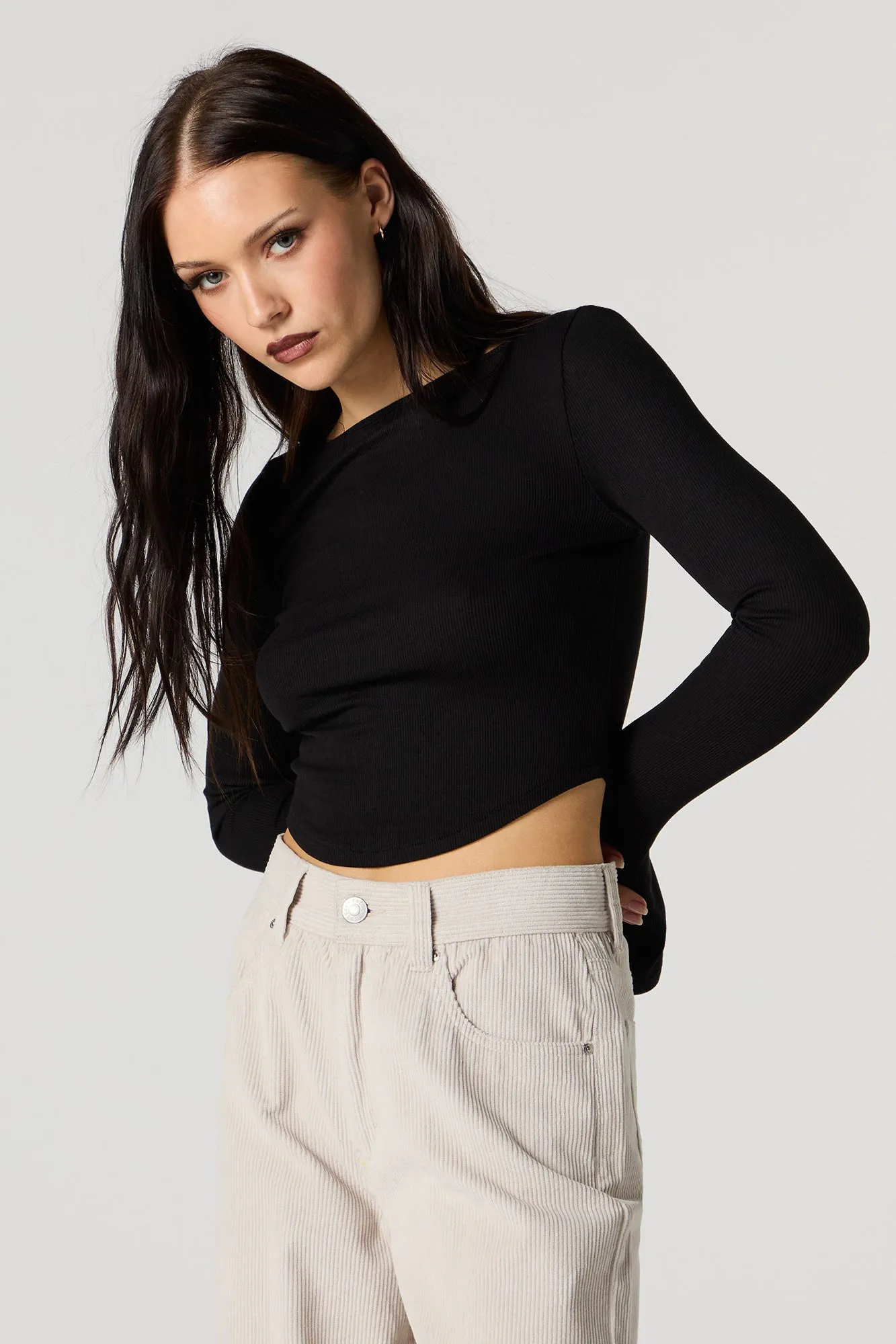 Ribbed Boat Neck Long Sleeve Top sold by Urban Planet product image thumbnail 4