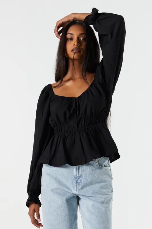 Elastic Waist Long Sleeve Top sold by Urban Planet