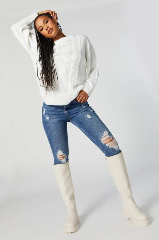Medium Wash Distressed Push Up Skinny Jean sold by Urban Planet