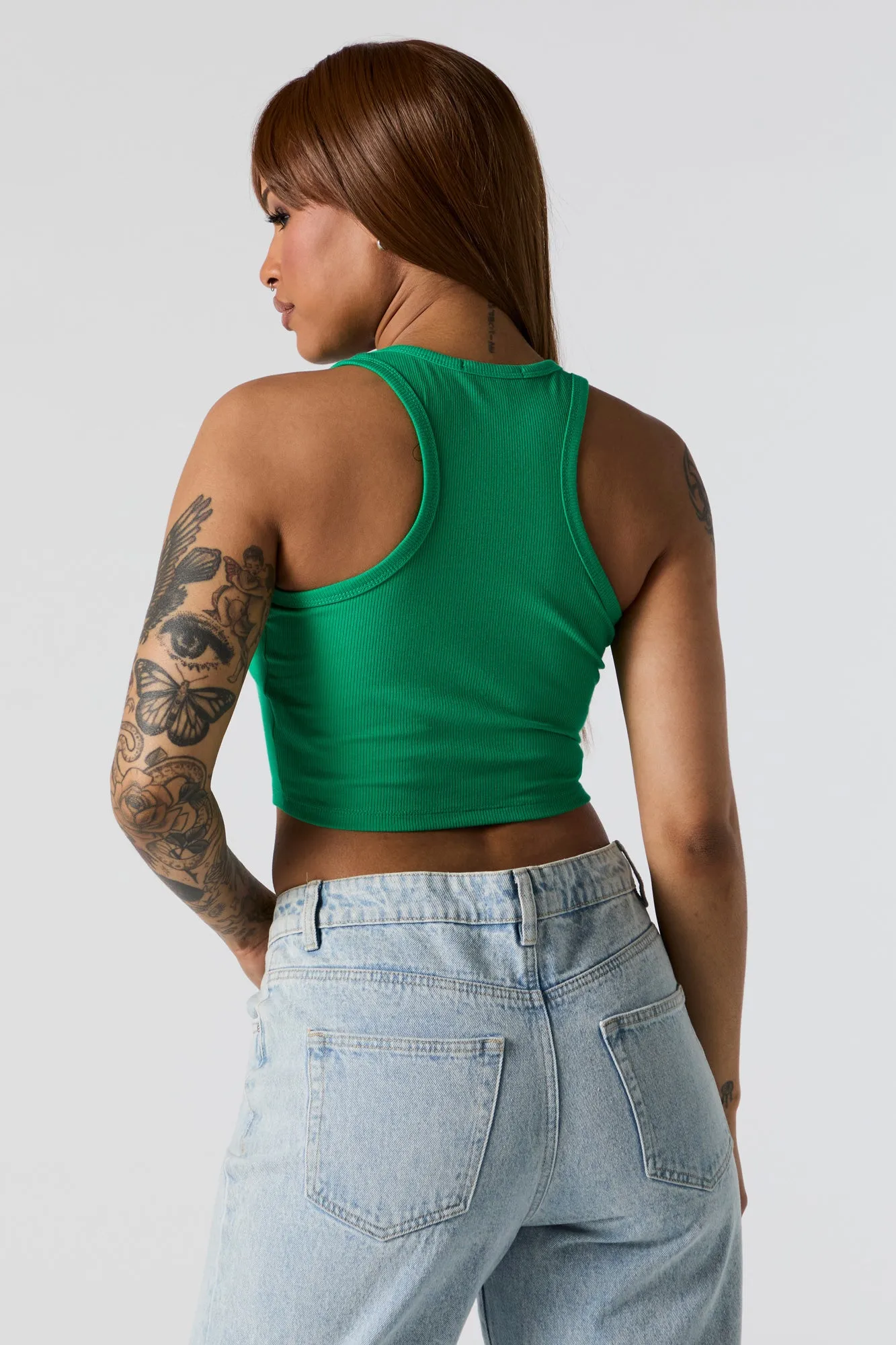 Ribbed High Neck Cropped Tank sold by Urban Planet product image thumbnail 2