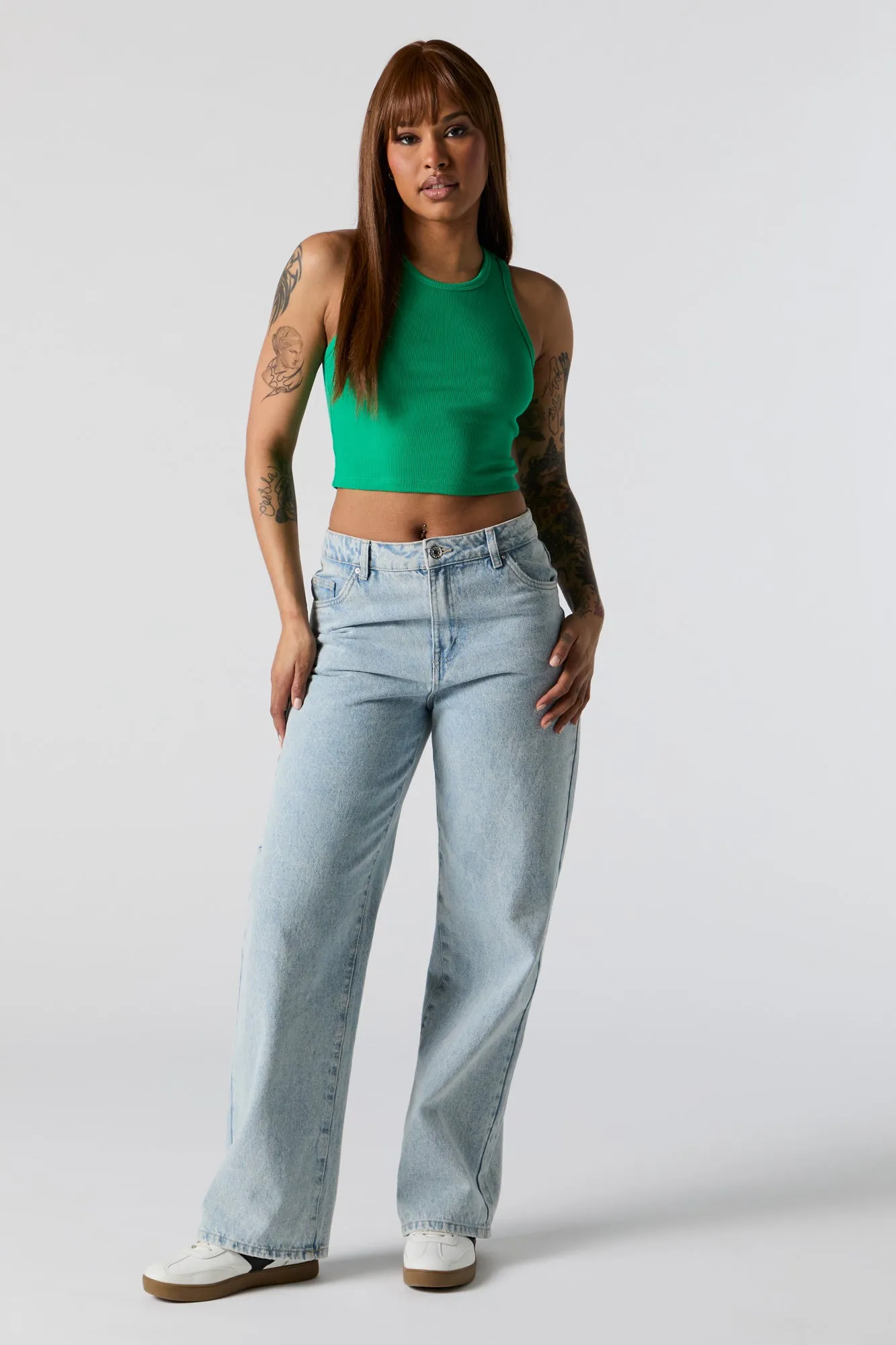Ribbed High Neck Cropped Tank sold by Urban Planet product image thumbnail 3