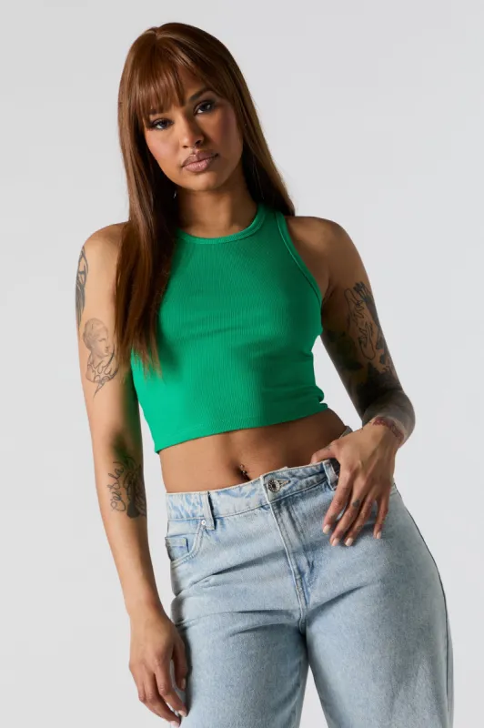 Ribbed High Neck Cropped Tank sold by Urban Planet