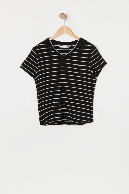 T-shirt décontracté rayé avec poche pour fille sold by Urban Planet