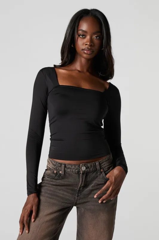 Contour Square Neck Long Sleeve Top sold by Urban Planet