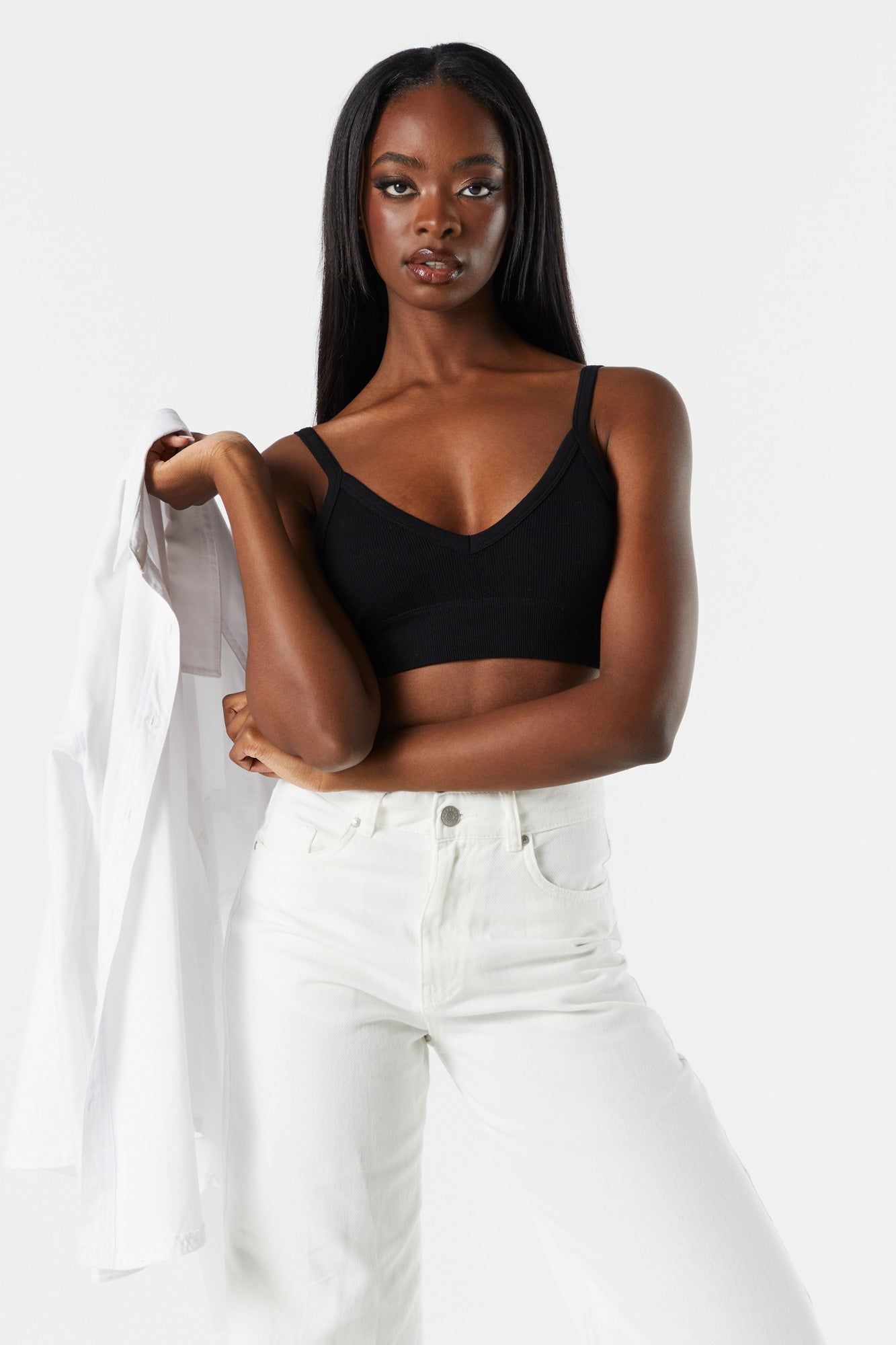 Ribbed V-Neck Bralette sold by Urban Planet