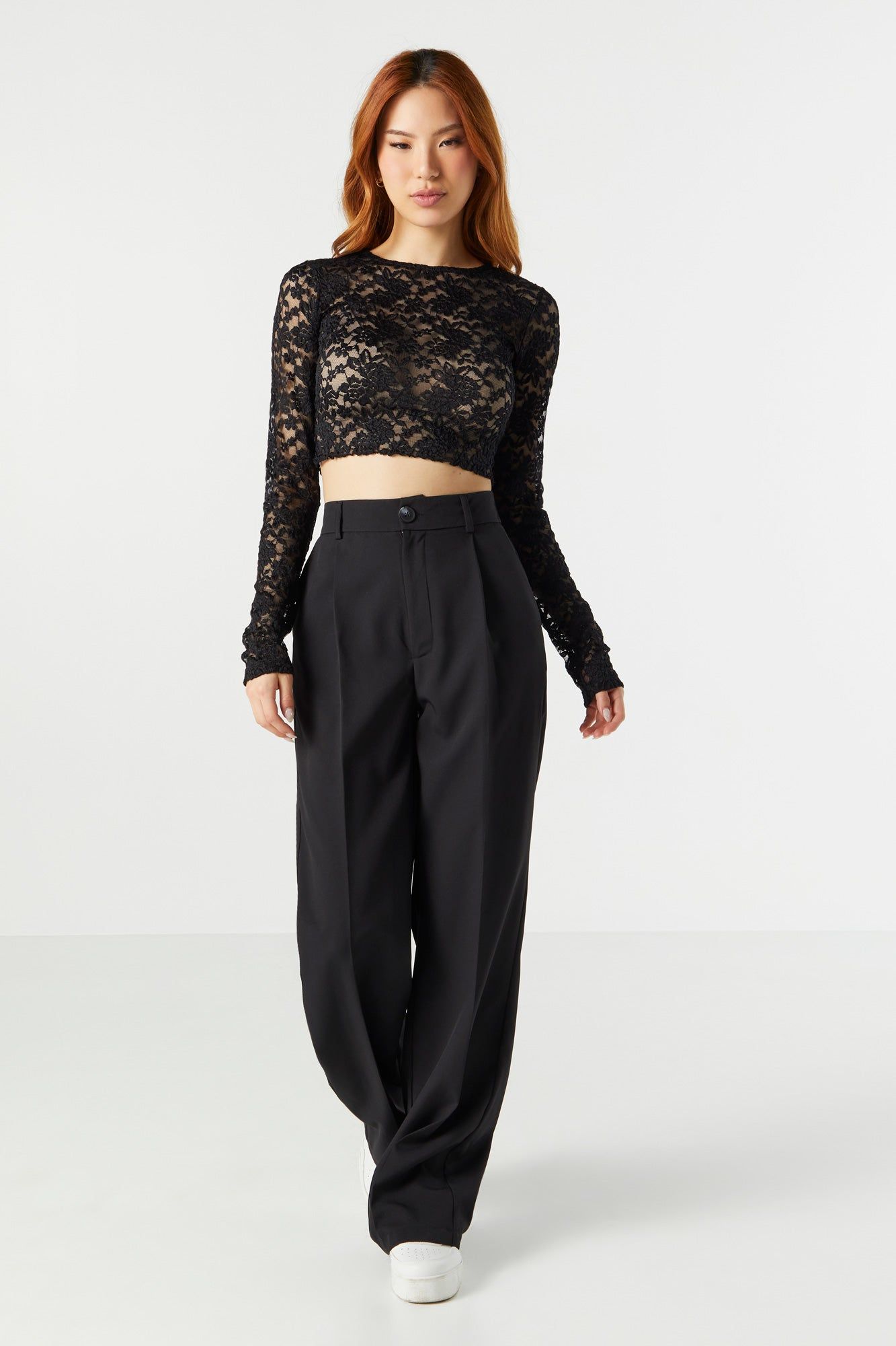 Floral Lace Long Sleeve Crop Top sold by Urban Planet product image thumbnail 6