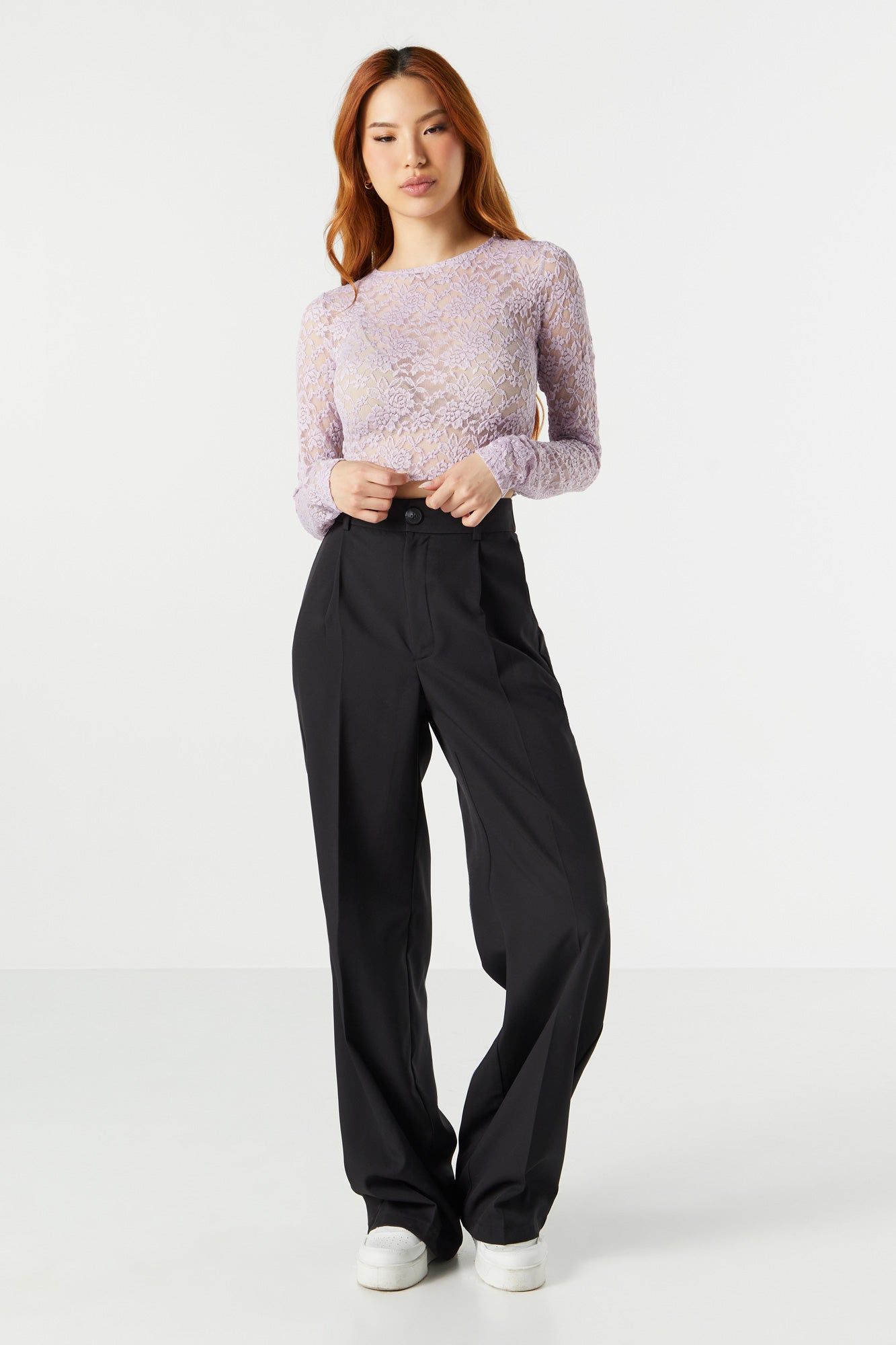 Floral Lace Long Sleeve Crop Top sold by Urban Planet product image thumbnail 3