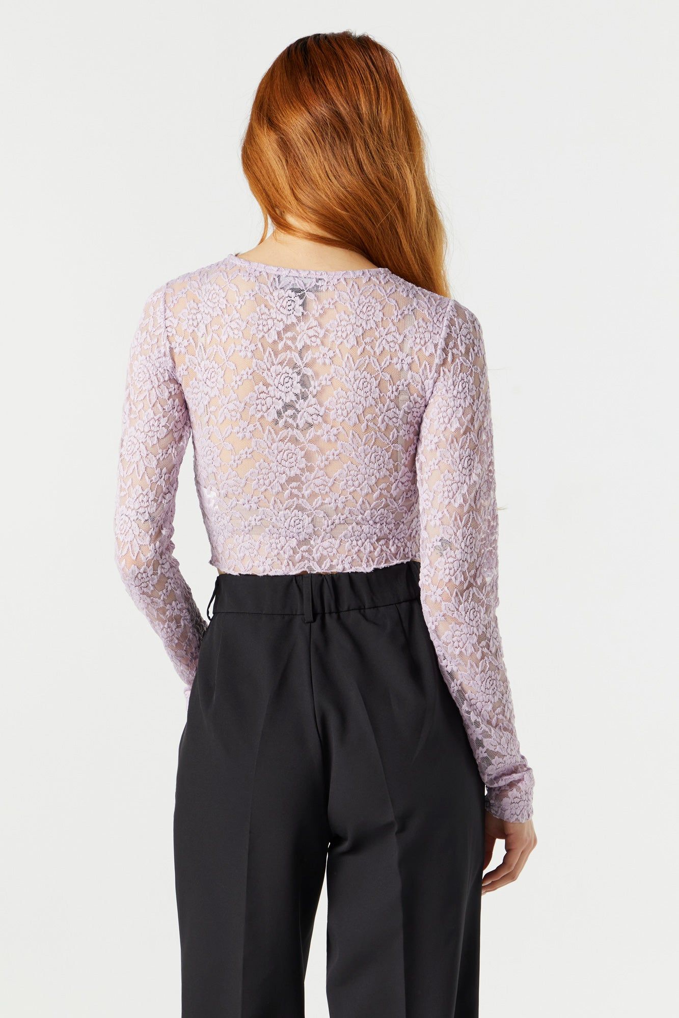 Floral Lace Long Sleeve Crop Top sold by Urban Planet product image thumbnail 2
