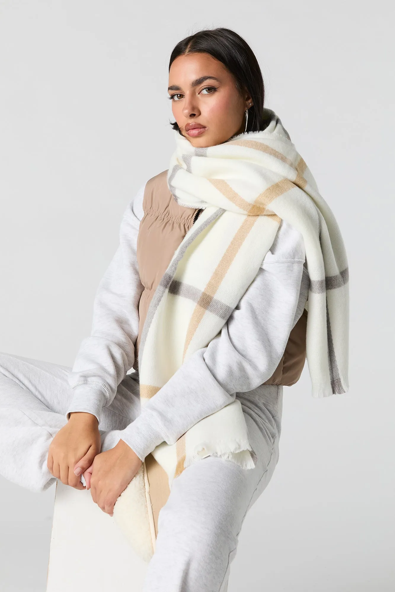 Soft Plaid Knit Scarf sold by Urban Planet product image thumbnail 4