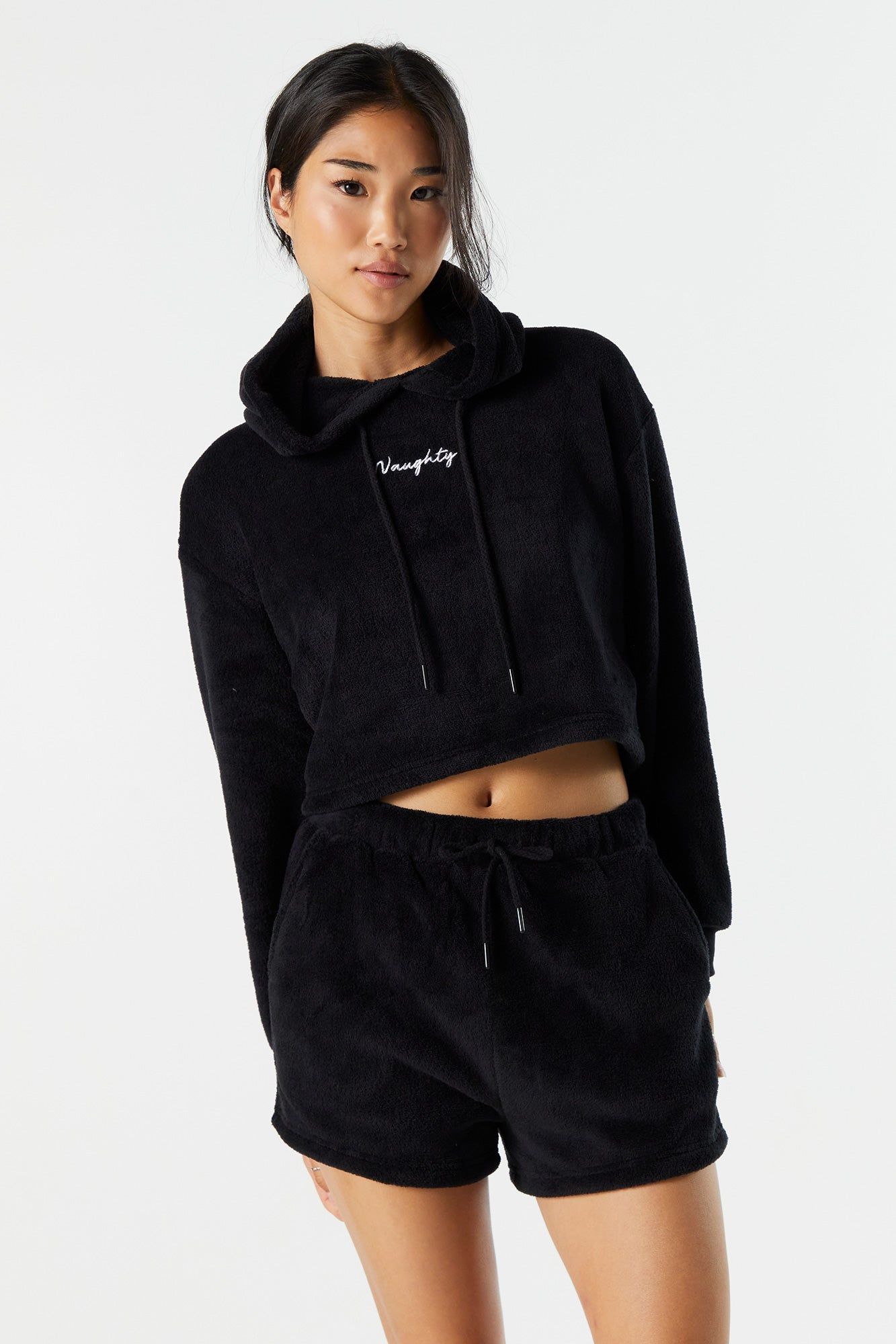 Black Sherpa Pajama Short sold by Urban Planet