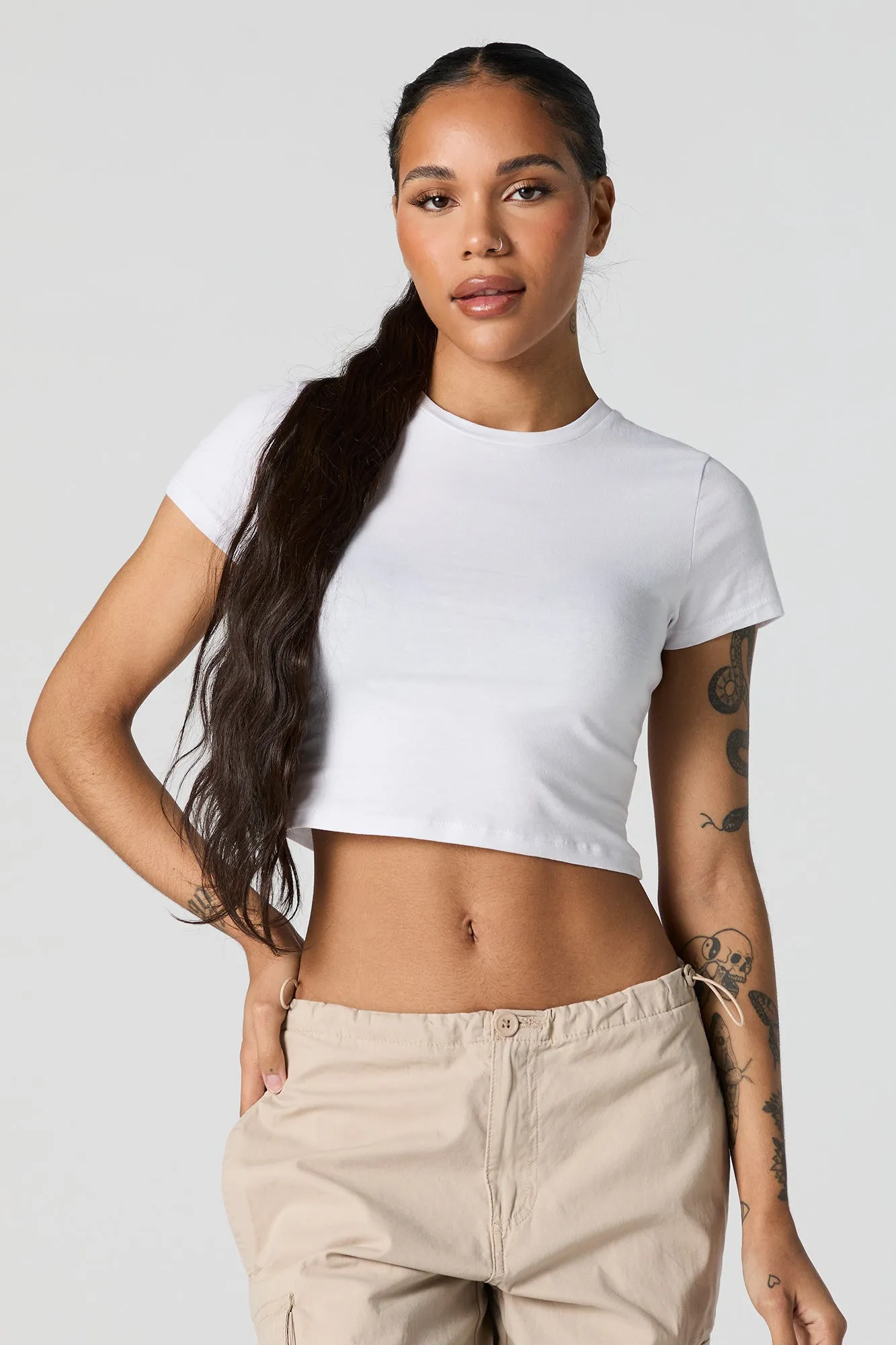 Coloured Short Sleeve Crop Top sold by Urban Planet product image thumbnail 4