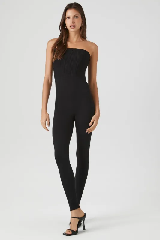 Ribbed Knit Strapless Jumpsuit sold by Urban Planet