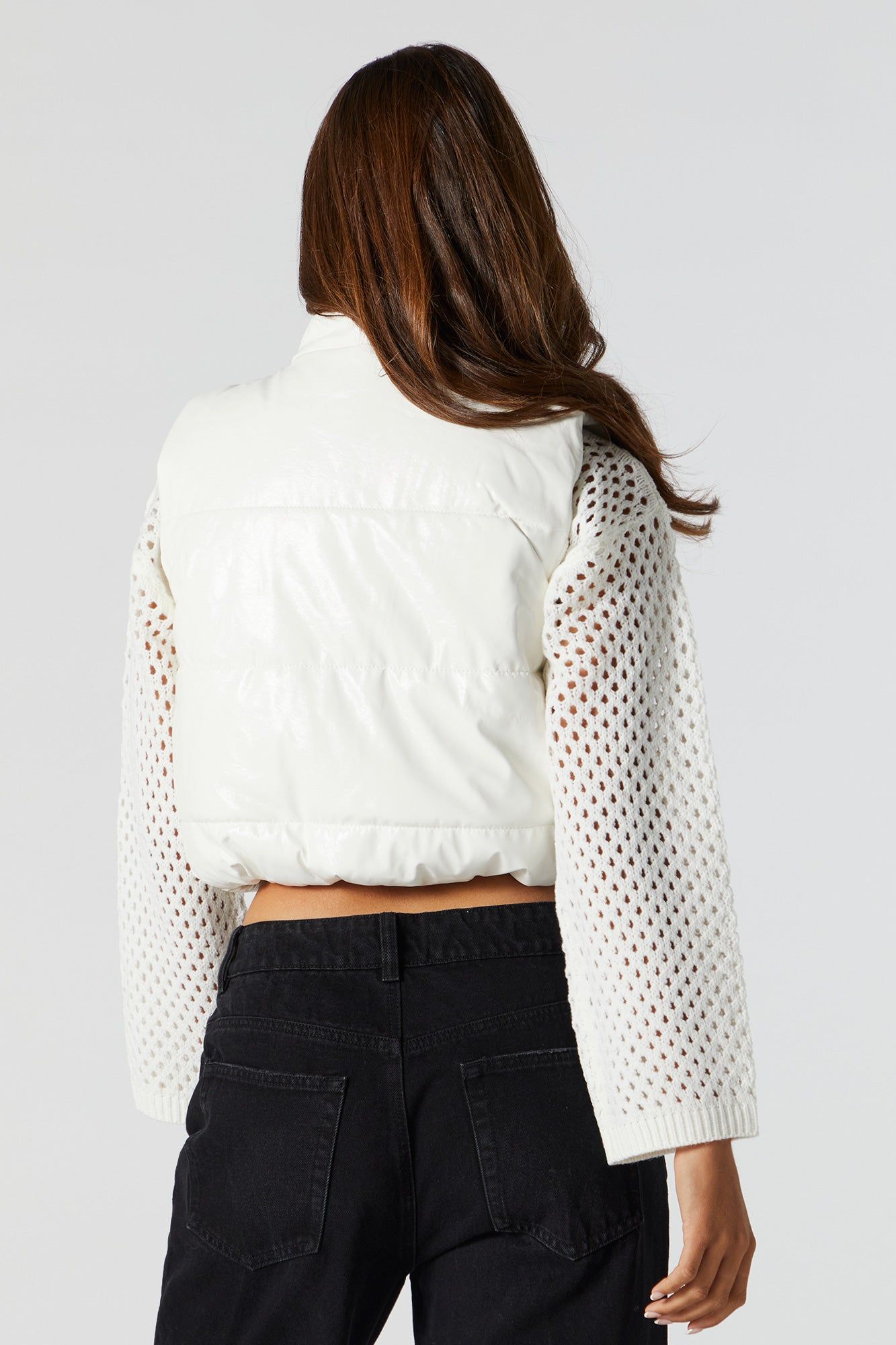 Faux Leather Cropped Puffer Vest sold by Urban Planet product image thumbnail 2