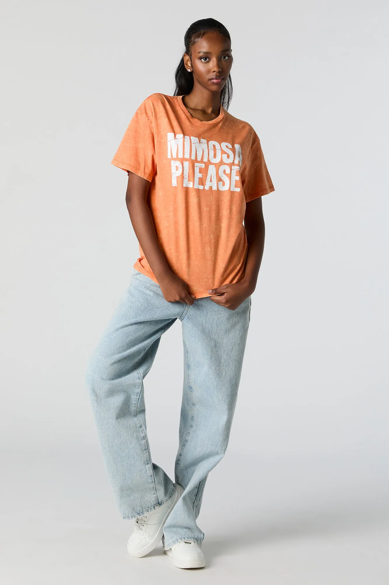 Mimosa Please Graphic Washed Boyfriend T-Shirt sold by Urban Planet product image thumbnail 3