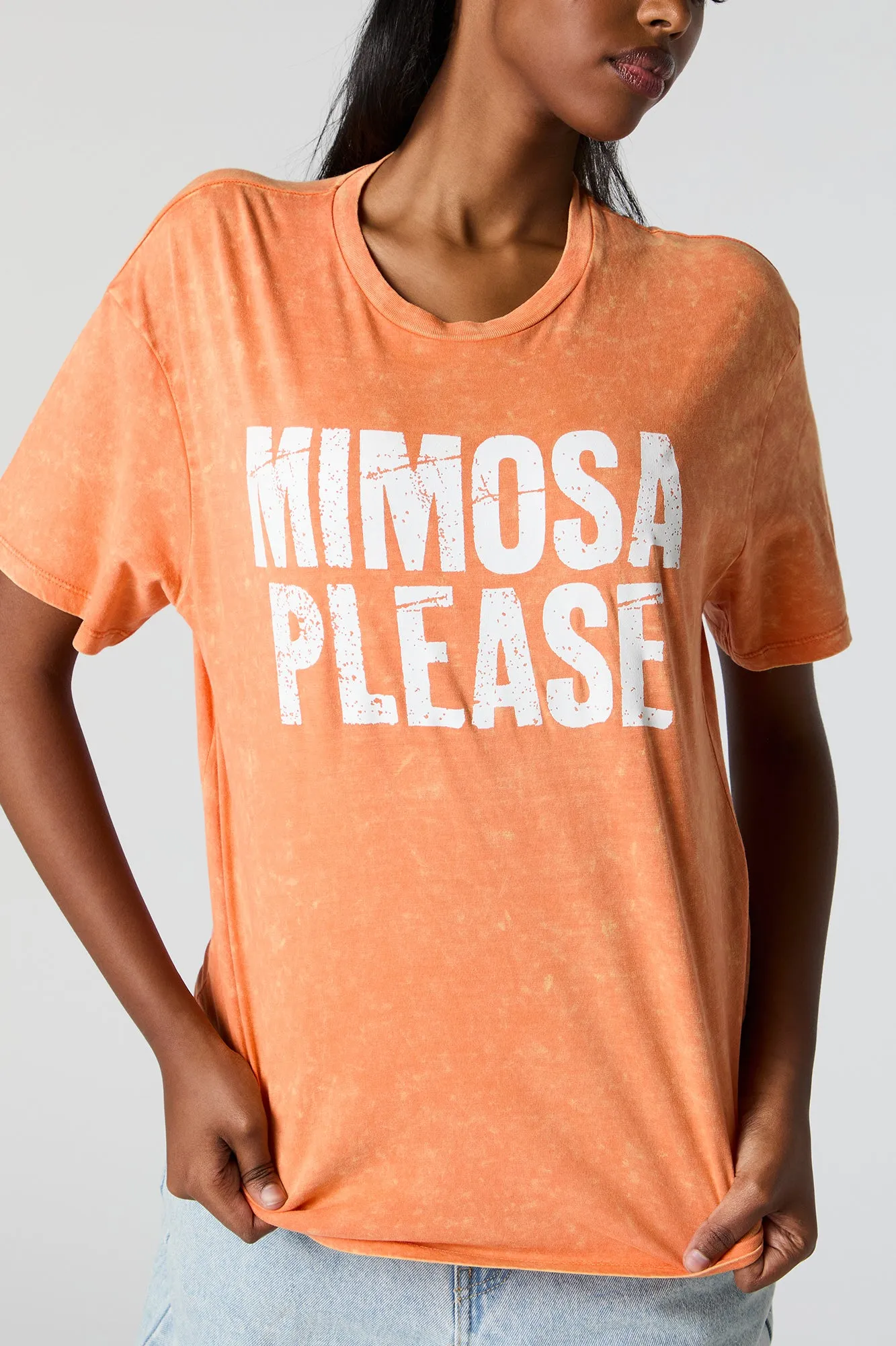 Mimosa Please Graphic Washed Boyfriend T-Shirt sold by Urban Planet product image thumbnail 5