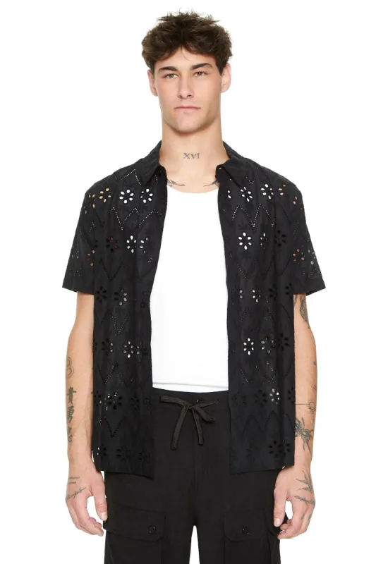 Floral Eyelet Button-Up Top sold by Urban Planet