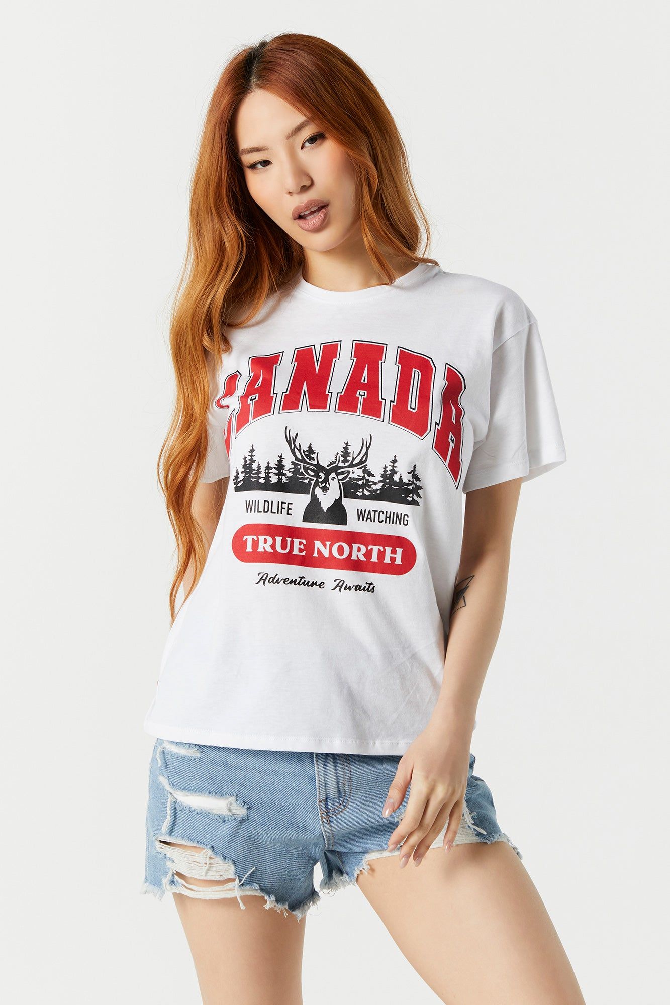 Canada Wildlife Graphic Boyfriend T-Shirt sold by Urban Planet
