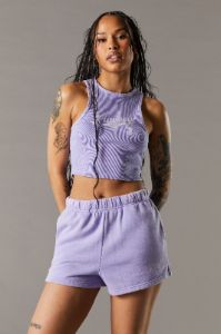 Purple Playboy Washed Fleece Short sold by Urban Planet