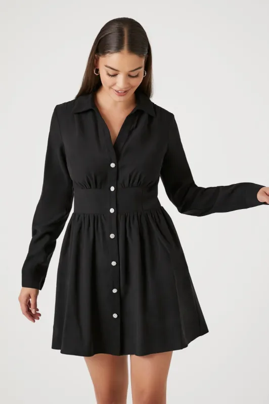 Button-Up Collared Mini Dress sold by Urban Planet
