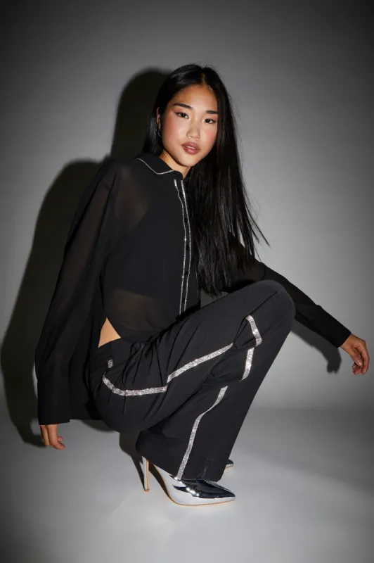 Rhinestone Stripe Wide Leg Pant sold by Urban Planet