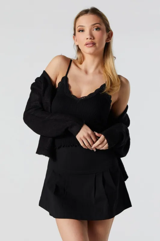 Camisole côtelée sans couture avec liséré de dentelle sold by Urban Planet