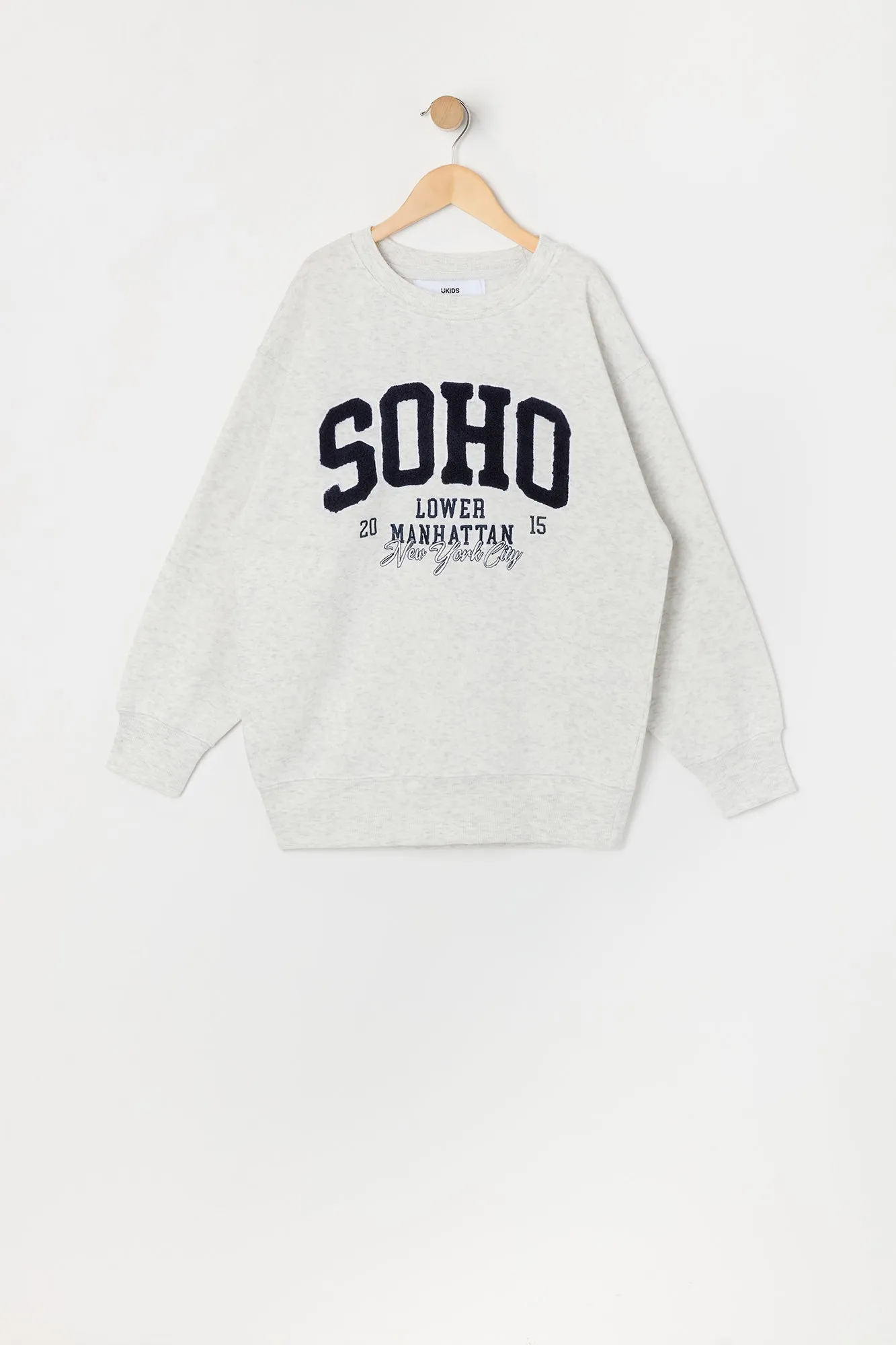 Girls Oversized Soho Chenille Embroidered Fleece Sweatshirt sold by Urban Planet