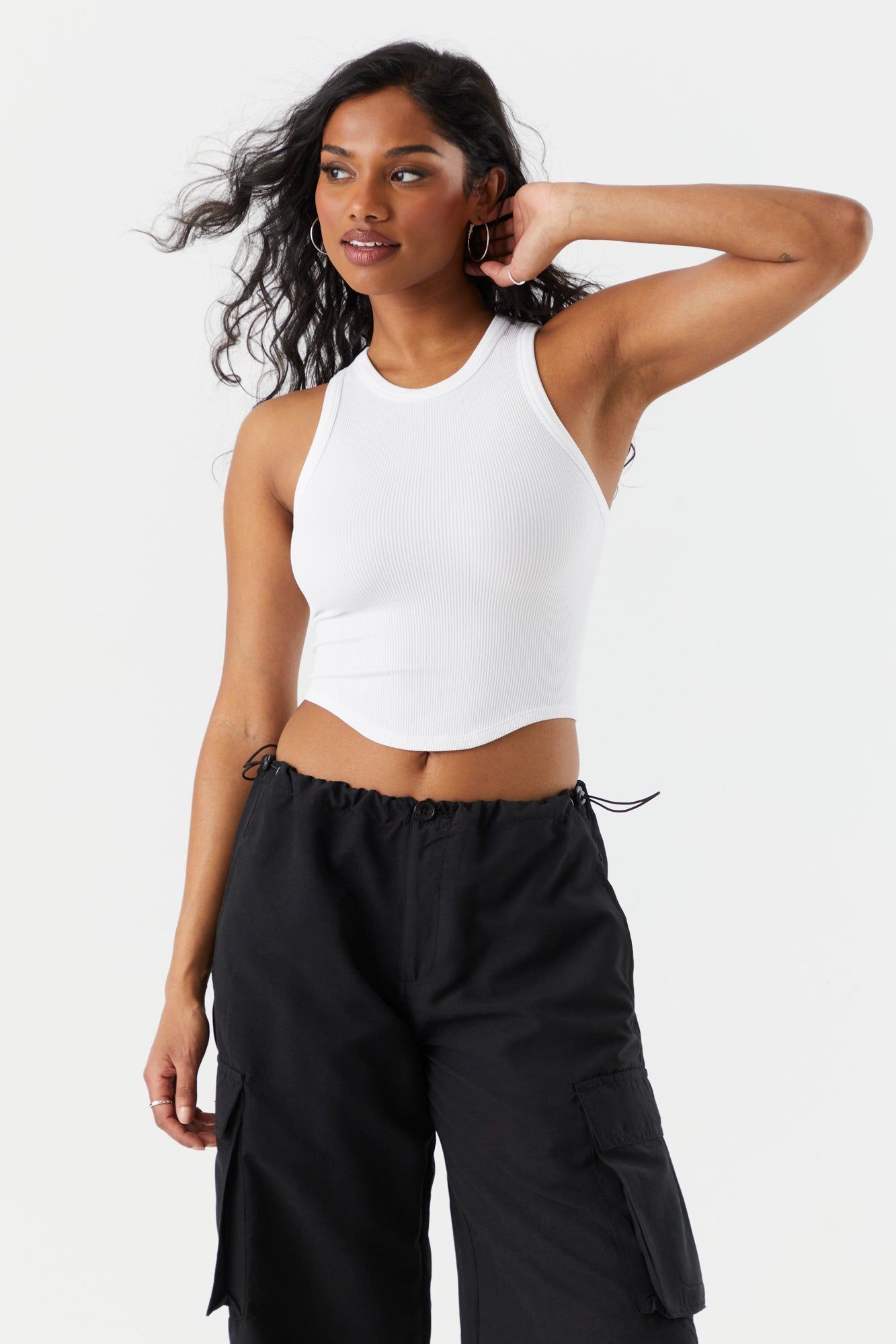 Seamless Curved Hem Ribbed Tank sold by Urban Planet product image thumbnail 8