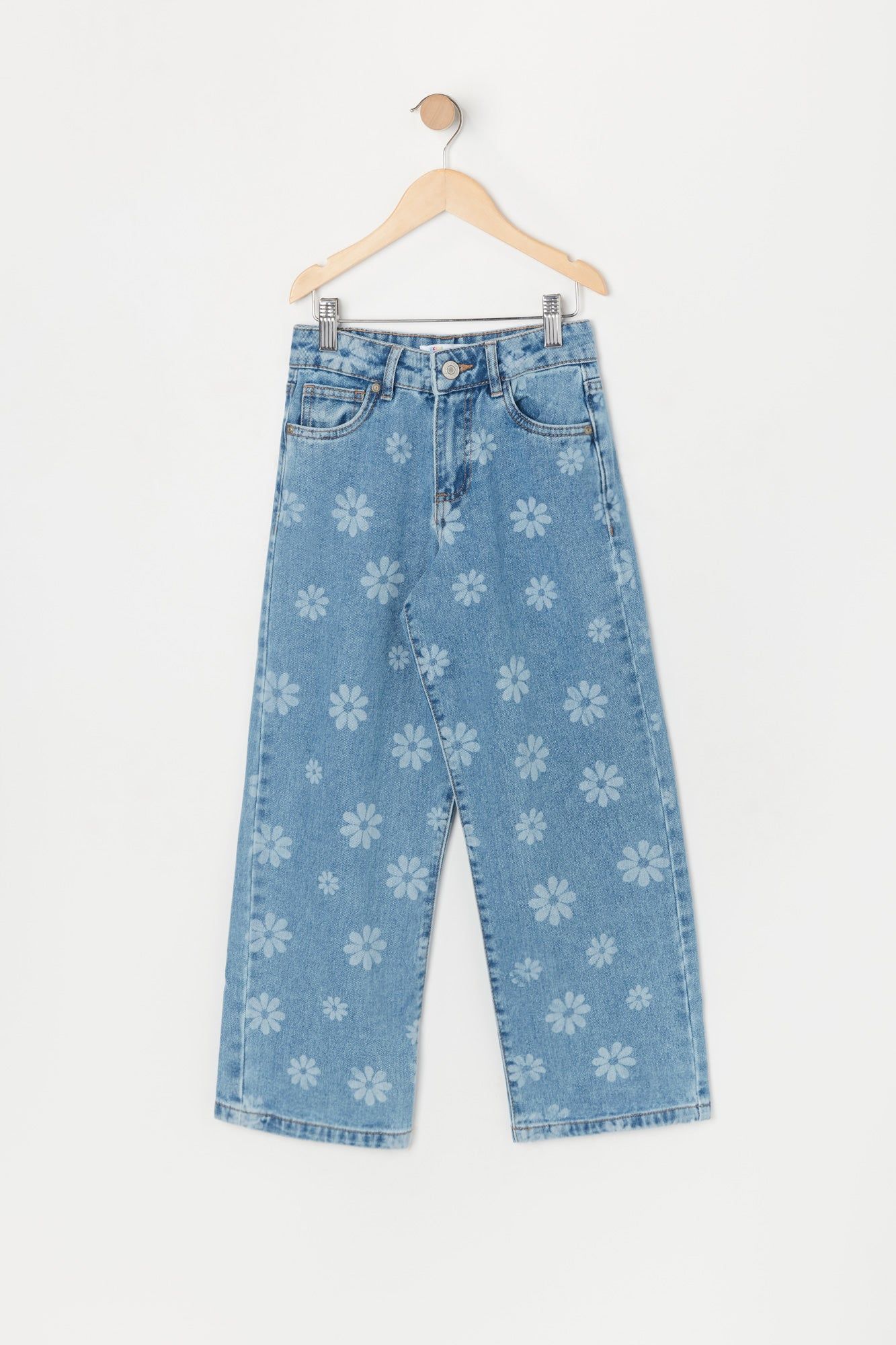 Girls Flower Print High Rise Wide Leg Jean sold by Urban Planet