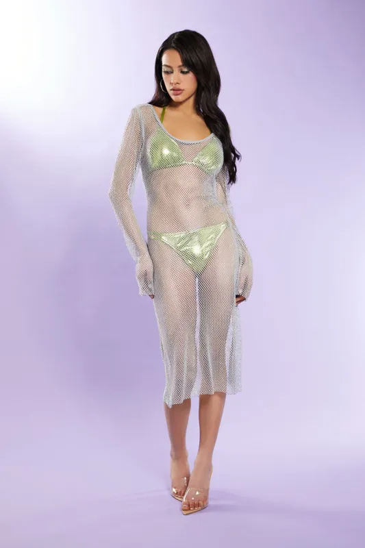 Robe couvre-maillot à manches longues en filet avec pierres du Rhin sold by Urban Planet