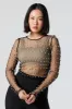 Faux Pearl Mesh Long Sleeve Crop Top sold by Urban Planet