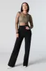 Faux Pearl Mesh Long Sleeve Crop Top sold by Urban Planet