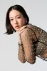 Faux Pearl Mesh Long Sleeve Crop Top sold by Urban Planet