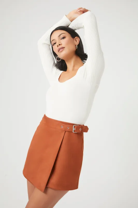 Ribbed Knit Long-Sleeve Bodysuit sold by Urban Planet