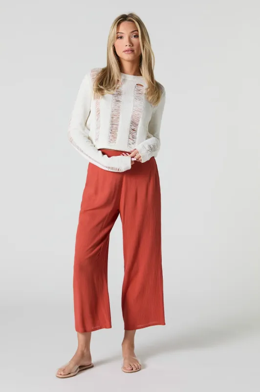Textured Flowy Cropped Pant sold by Urban Planet