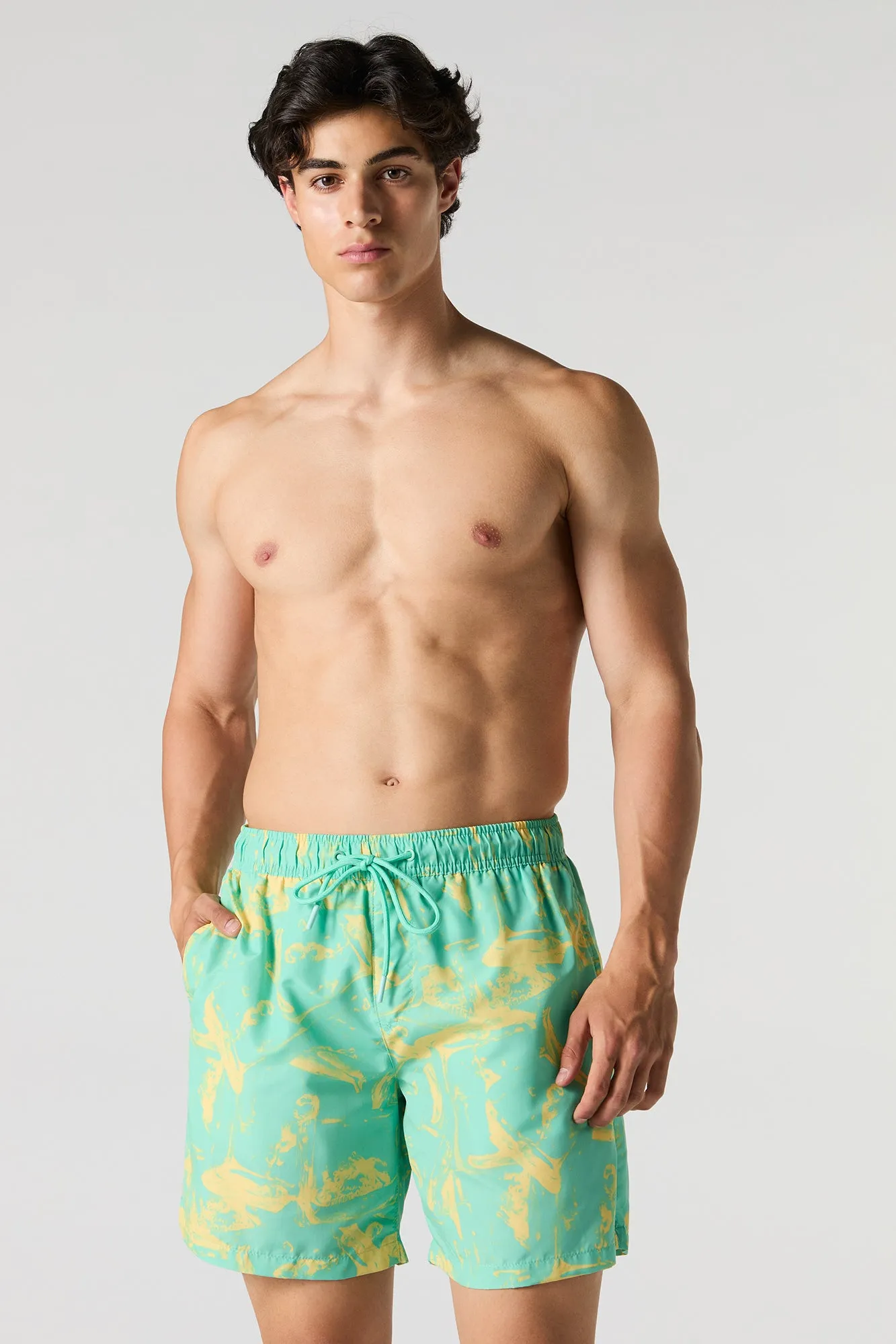 Brush Stroke Print Board Short sold by Urban Planet