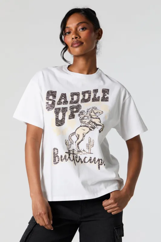 Saddle Up Graphic Boyfriend T-Shirt sold by Urban Planet
