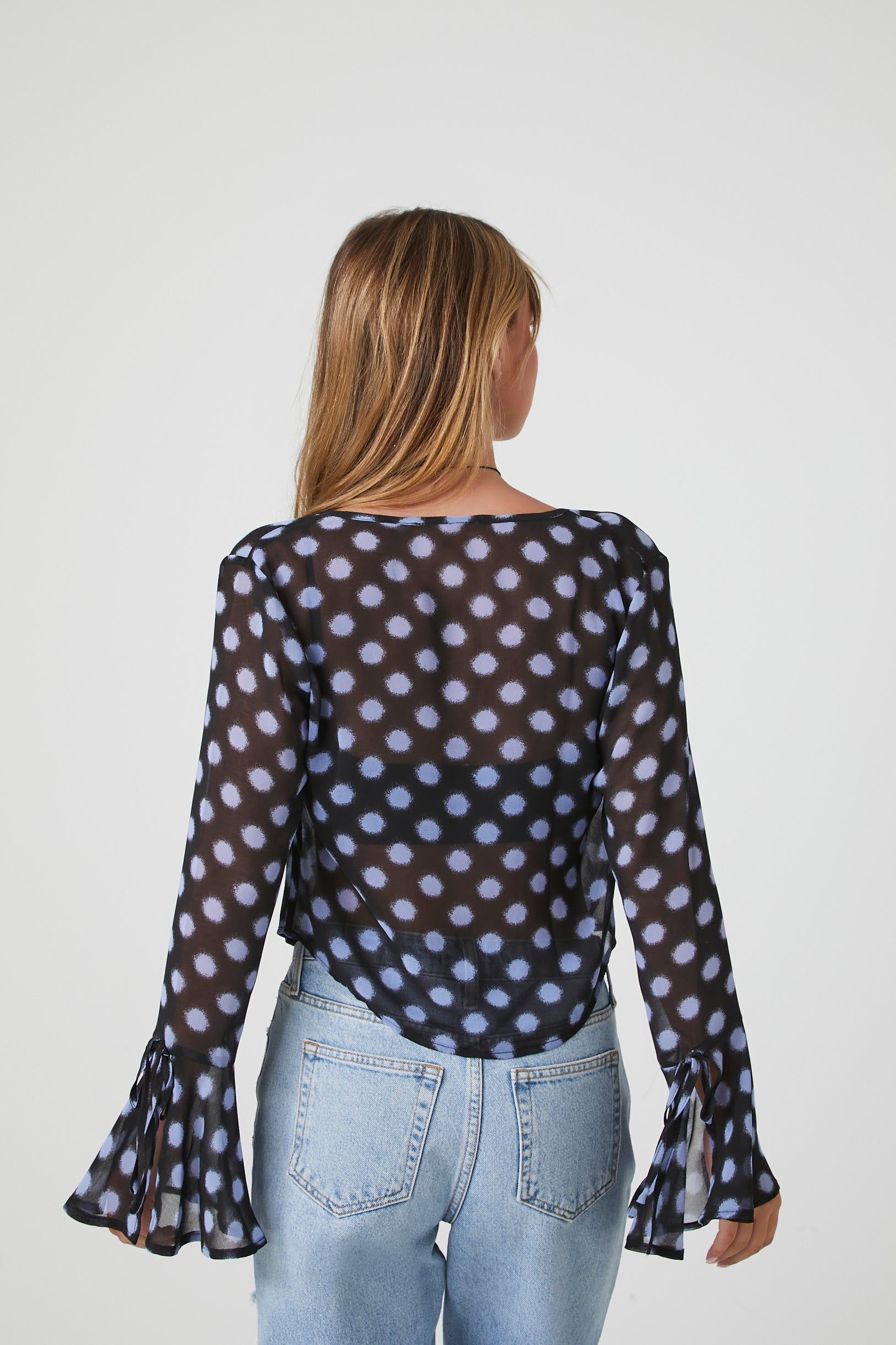 Sheer Polka Dot Front Tie Top sold by Urban Planet product image thumbnail 3